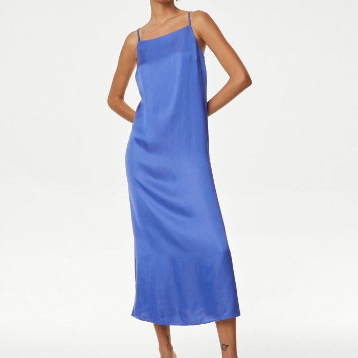 Shoulder Straps A-Line Midi Dress