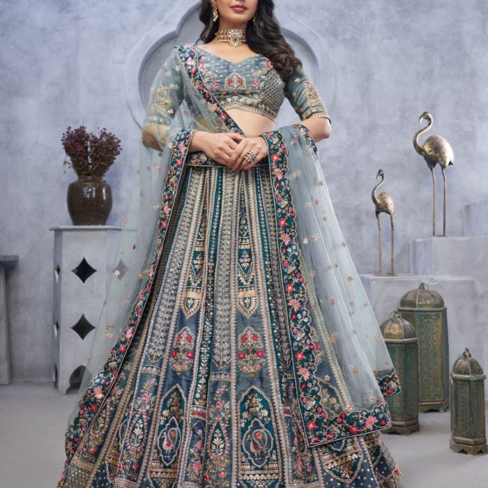 Embellished Sequinned Semi-Stitched Lehenga & Unstitched Blouse With Dupatta