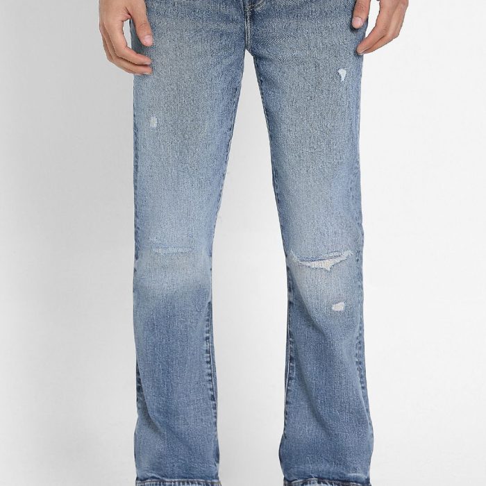 Men Bootcut Low Distress Light Fade Jeans