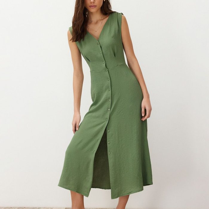 Sleeveless A-Line Midi Dress